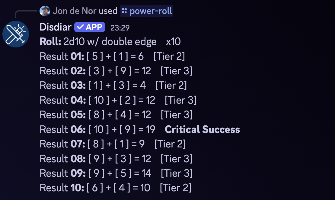 Repeated Roll Result